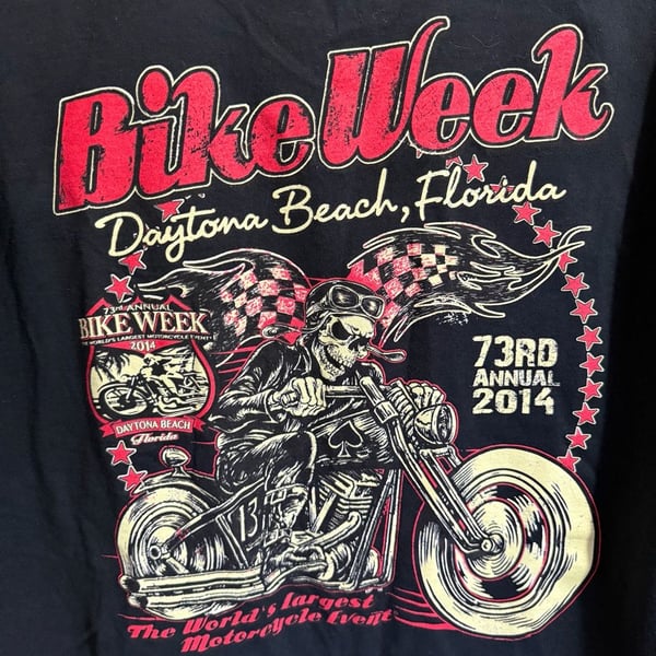 Fruit of the Loom Daytona Beach Bike Week 2014 T-Shirt Size XL Black