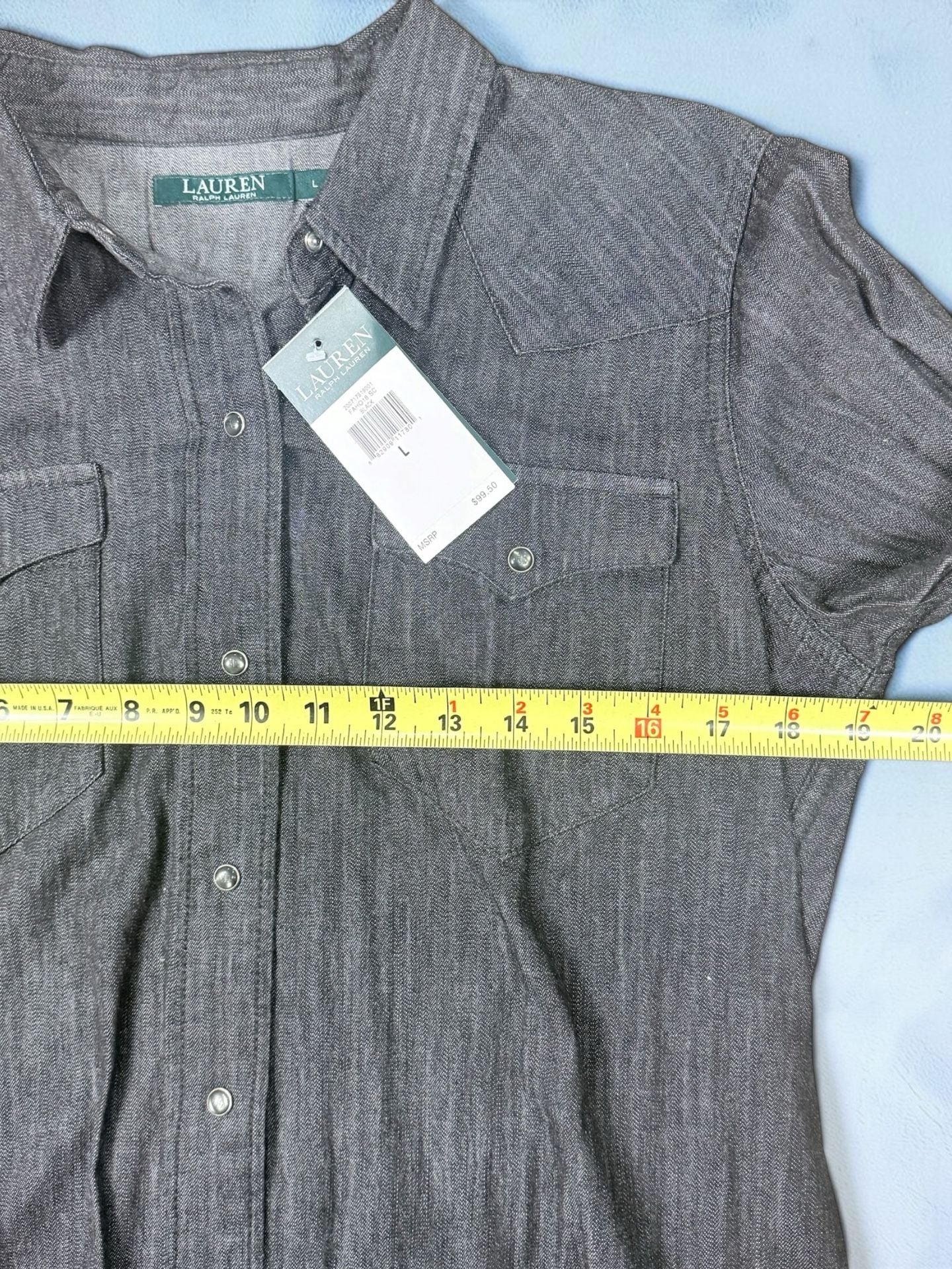 Womens Lauren Ralph Lauren Denim Western Shirt Size L Black 7