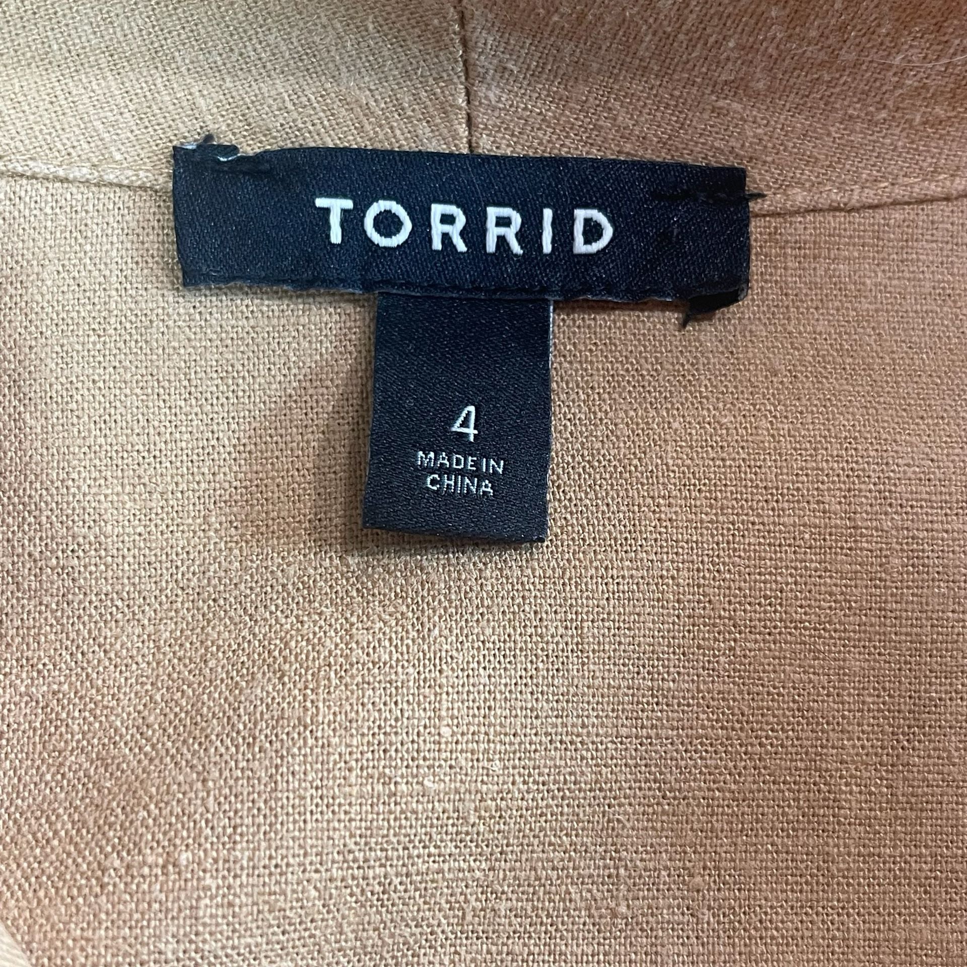 Torrid Utility Vest Size 4 Tan Linen Blend Cargo Pocket Drape Front 4