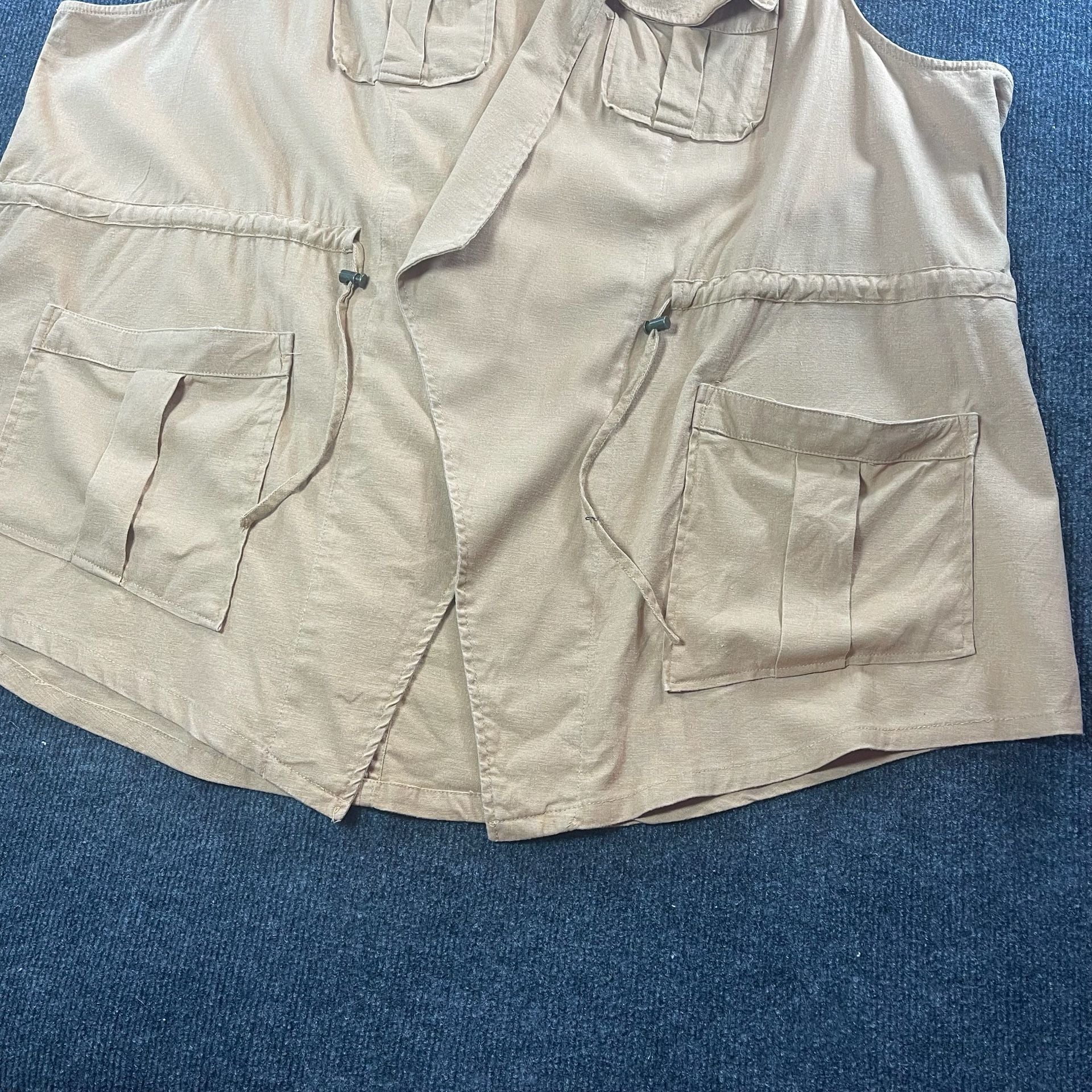 Torrid Utility Vest Size 4 Tan Linen Blend Cargo Pocket Drape Front 7