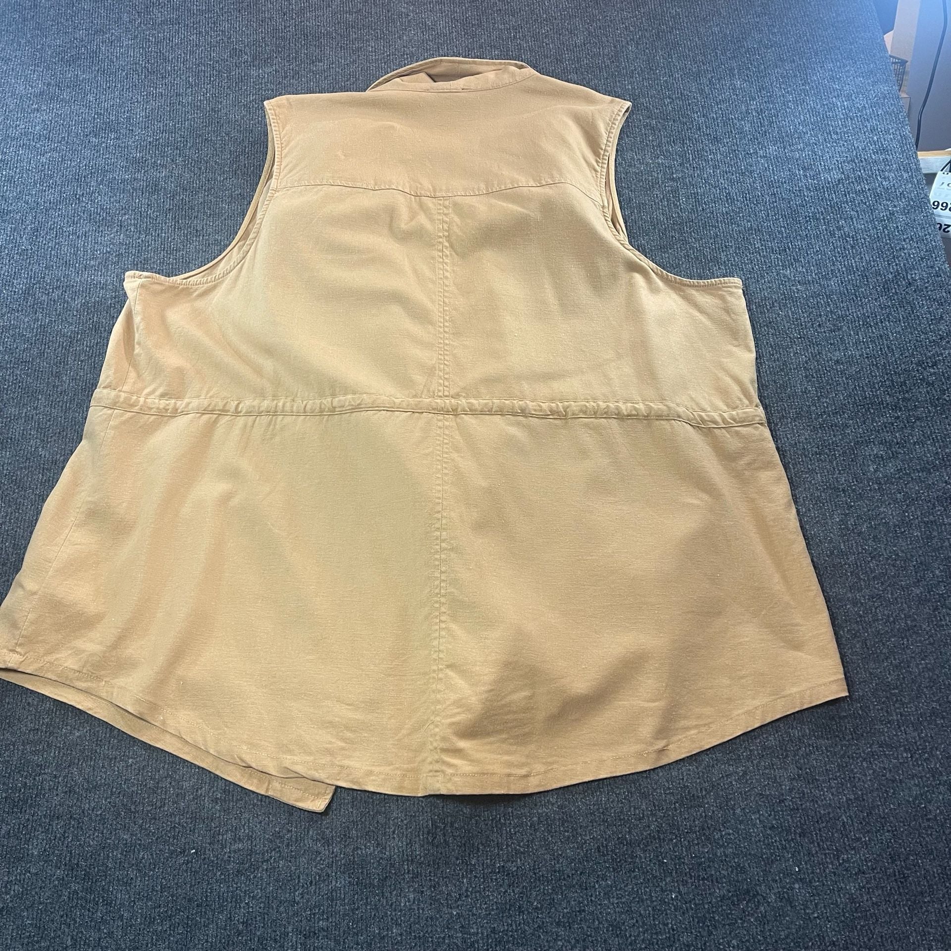 Torrid Utility Vest Size 4 Tan Linen Blend Cargo Pocket Drape Front 10