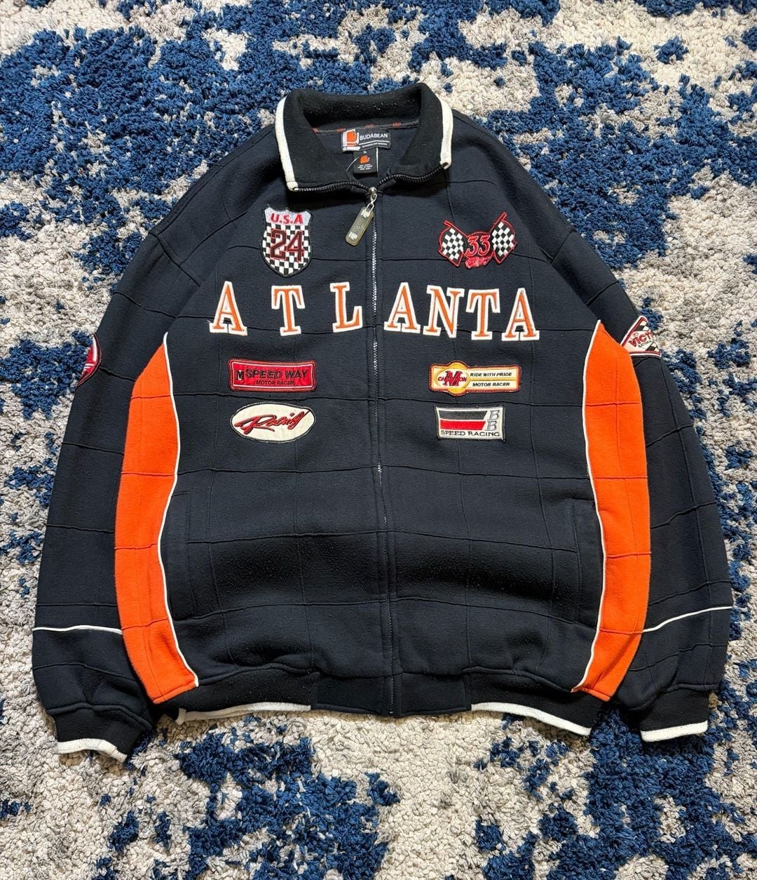 Budabean Atlanta Racing Jacket Size XL Black Orange 2