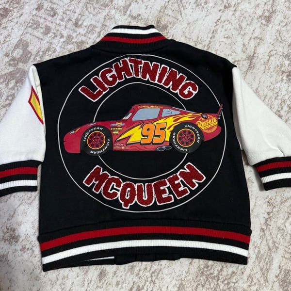Size 12m Disney Pixar Cars Lightning McQueen Varsity Jacket Black
