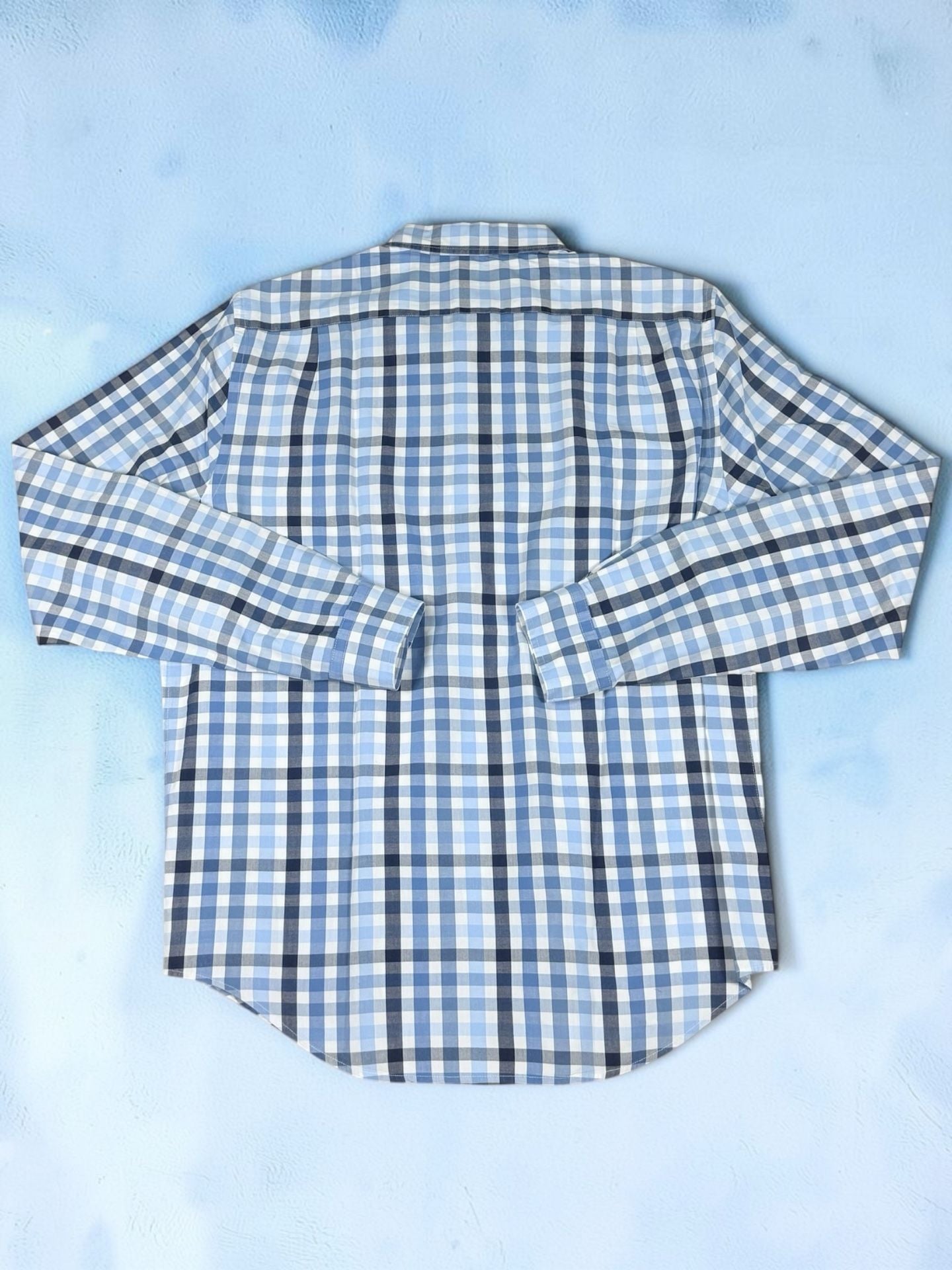 Men’s Lacoste Regular Fit Plaid Button Down Shirt Size 42 Blue Long Sleeve 8