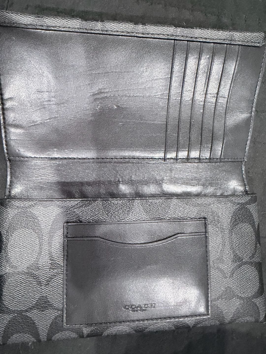 Coach Signature Canvas Travel Wallet Charcoal Black 3