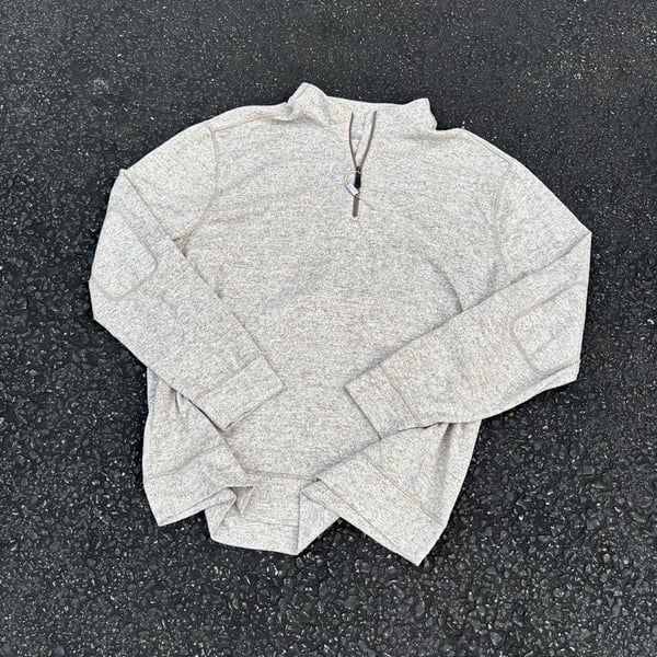 Greg Norman Half-Zip Pullover Size XXL Heather Beige Elbow Patches