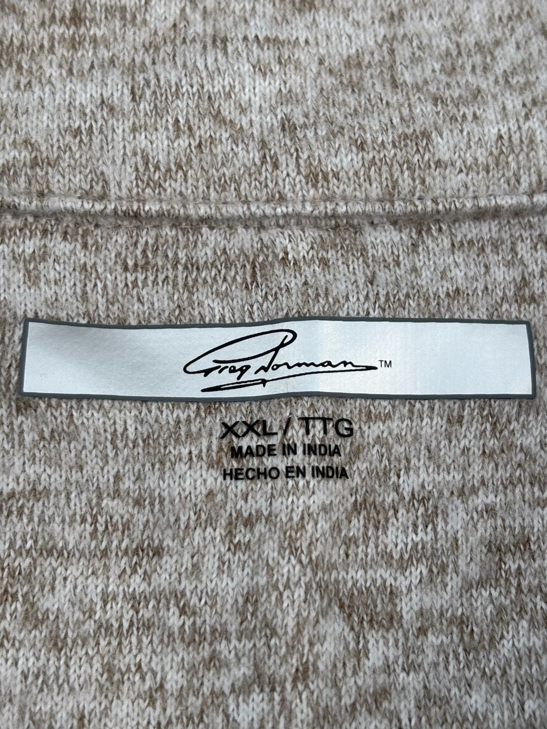 Greg Norman Half-Zip Pullover Size XXL Heather Beige Elbow Patches 3
