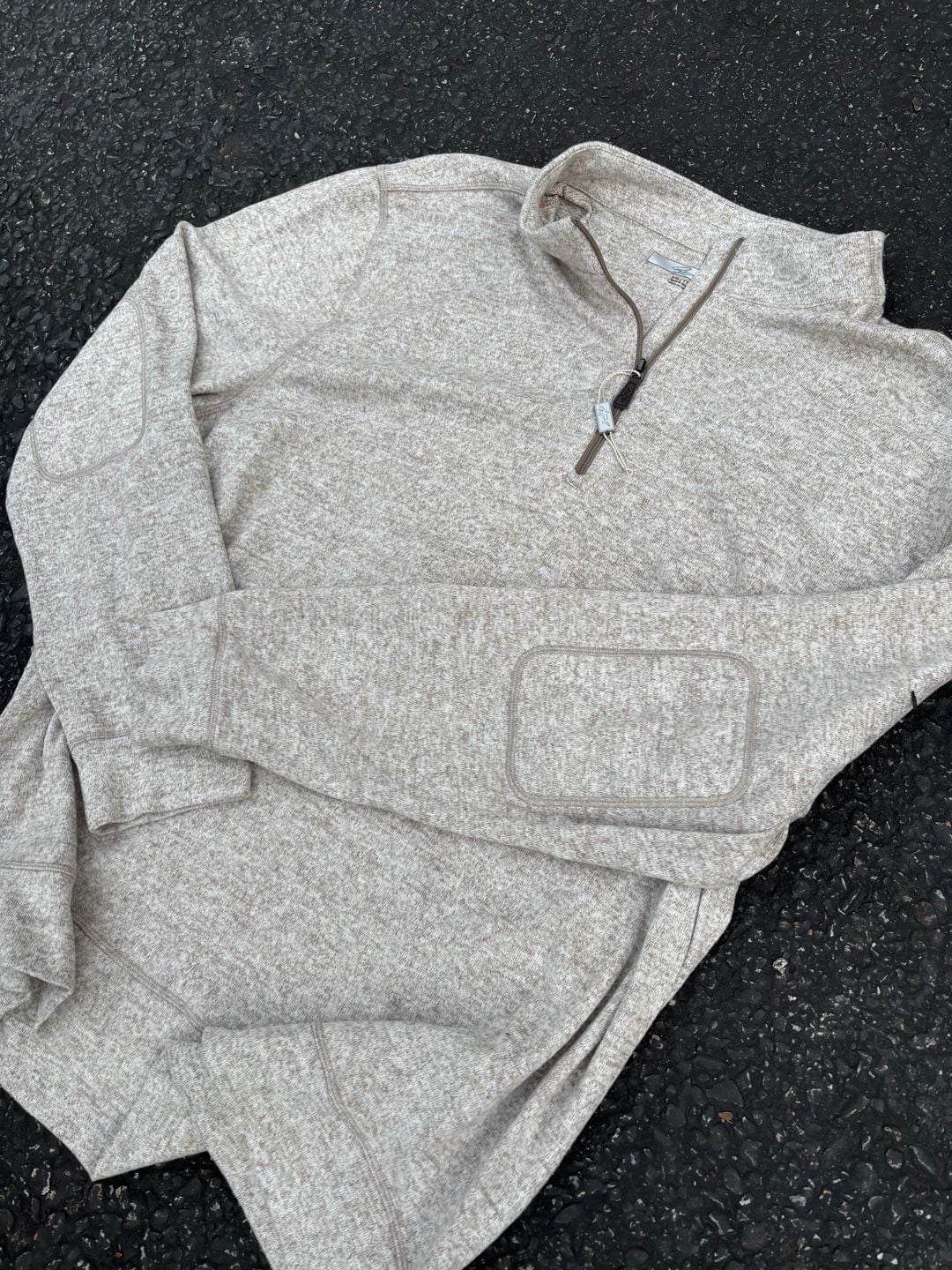 Greg Norman Half-Zip Pullover Size XXL Heather Beige Elbow Patches 4