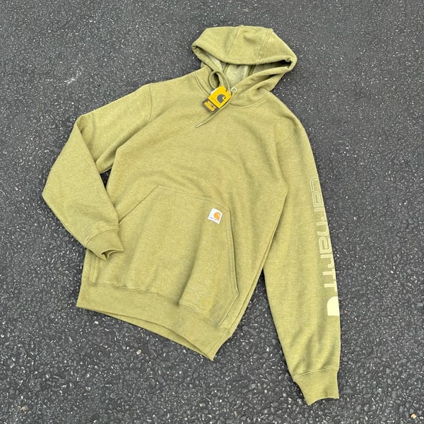 NWT Carhartt K288 Hoodie Size XS Olive Green Loose Fit Logo Sleeve