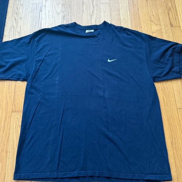 Nike Vintage T-Shirt Size XXL Navy Blue Embroidered Swoosh Made in USA