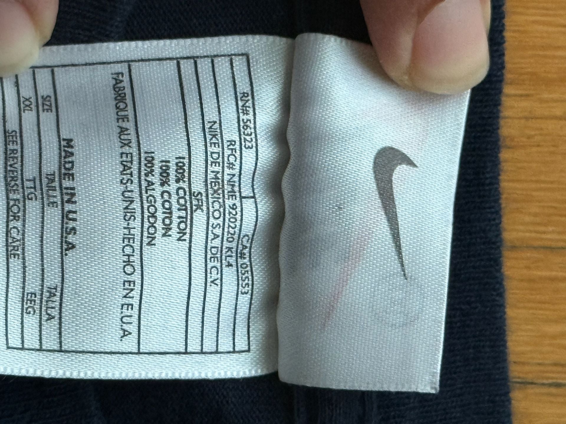 Nike Vintage T-Shirt Size XXL Navy Blue Embroidered Swoosh Made in USA 7