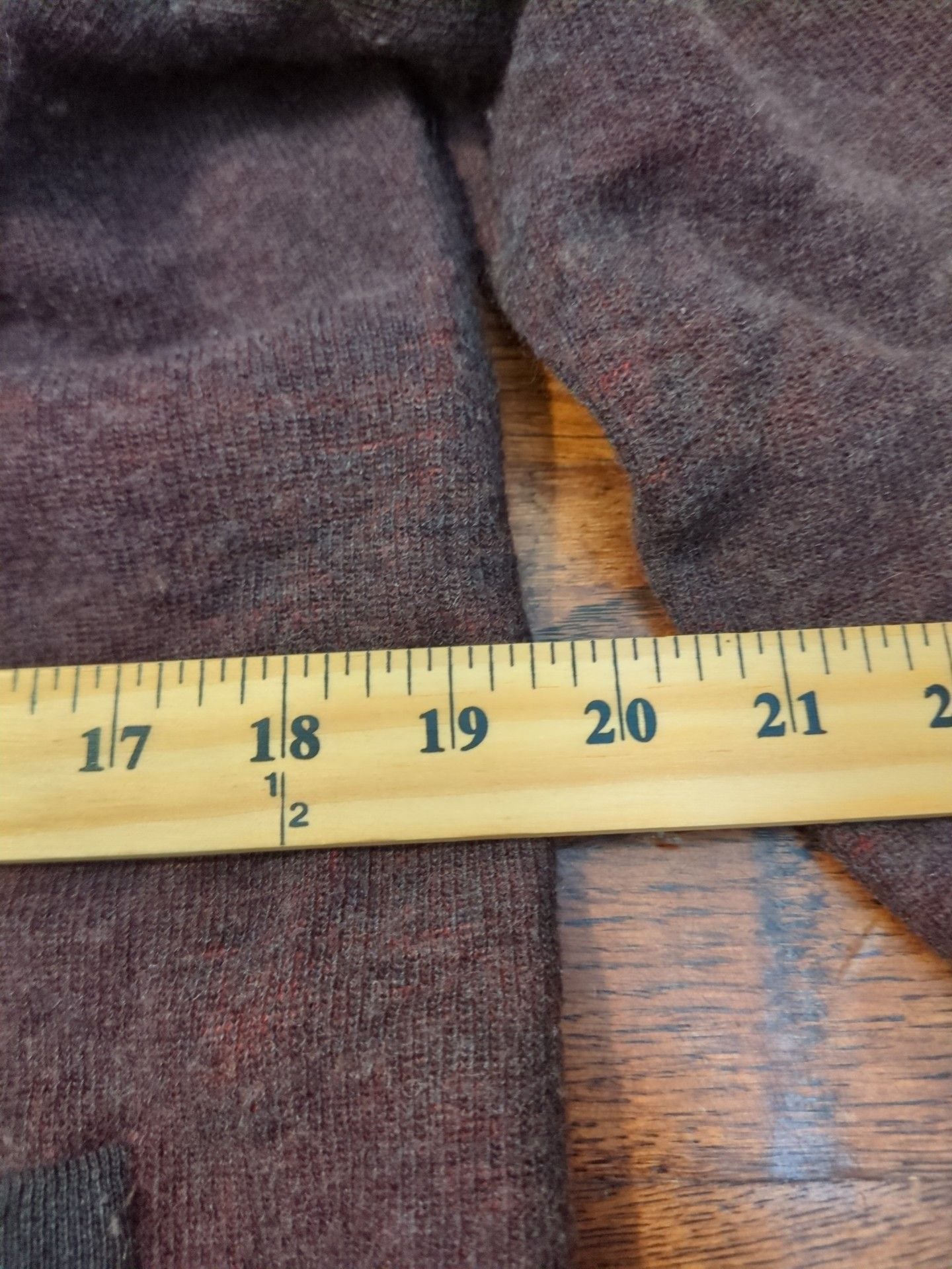 Rena Lange Open Front Cardigan Sweater Dark Brown Red Trim 6