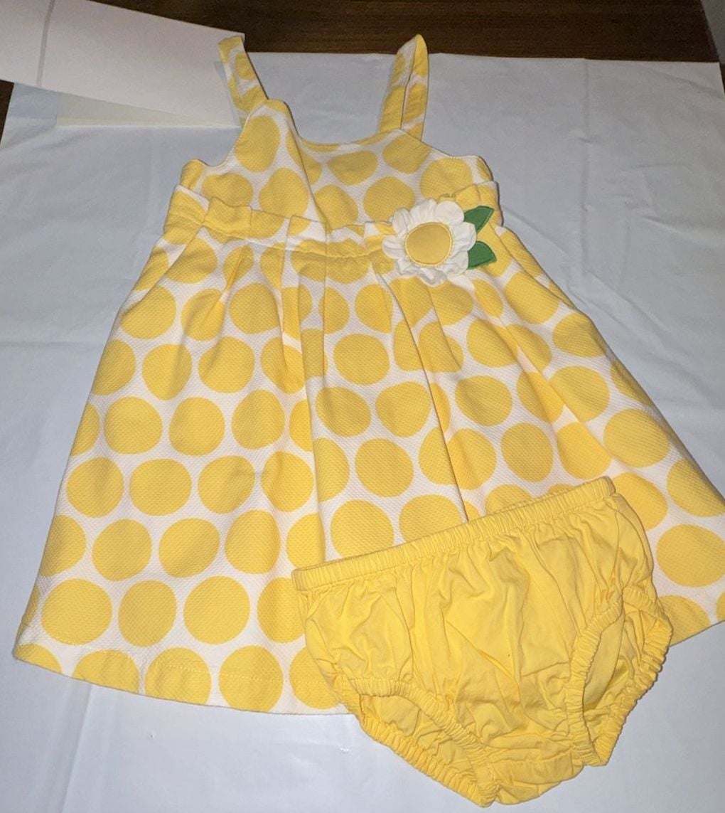 Gymboree A Pop Of Daisies Dress 18-24 Mos Yellow White Polka Dot Flower 1