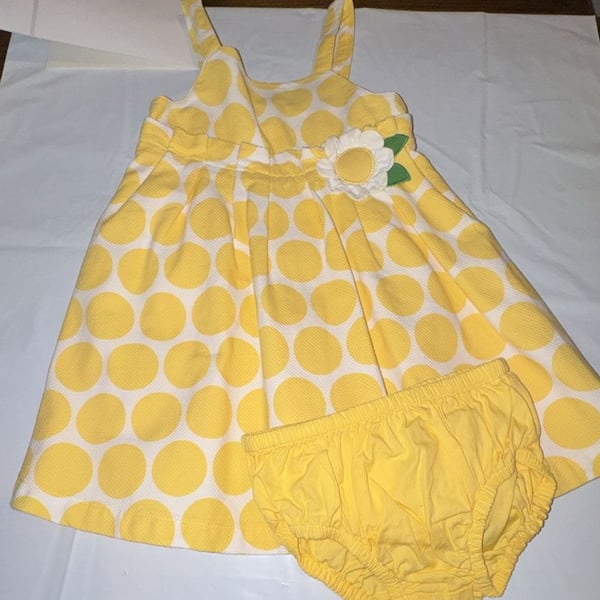 Gymboree A Pop Of Daisies Dress 18-24 Mos Yellow White Polka Dot Flower