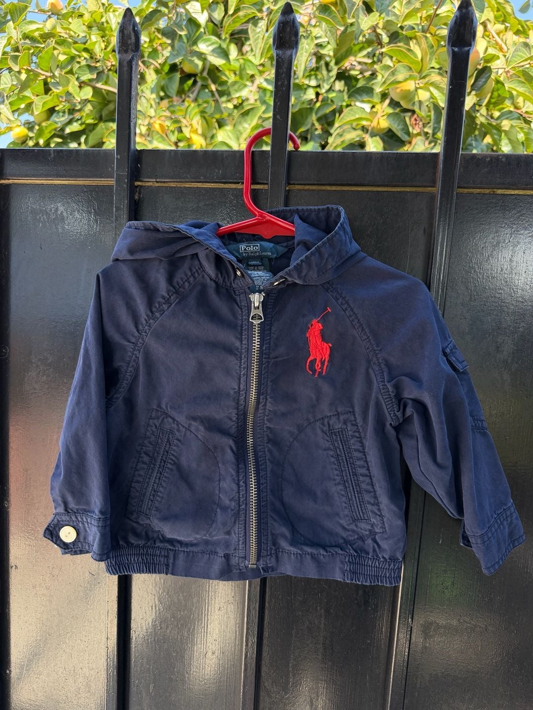 Polo Ralph Lauren Zip Hooded Jacket Size 18M Navy Blue Red Pony 5