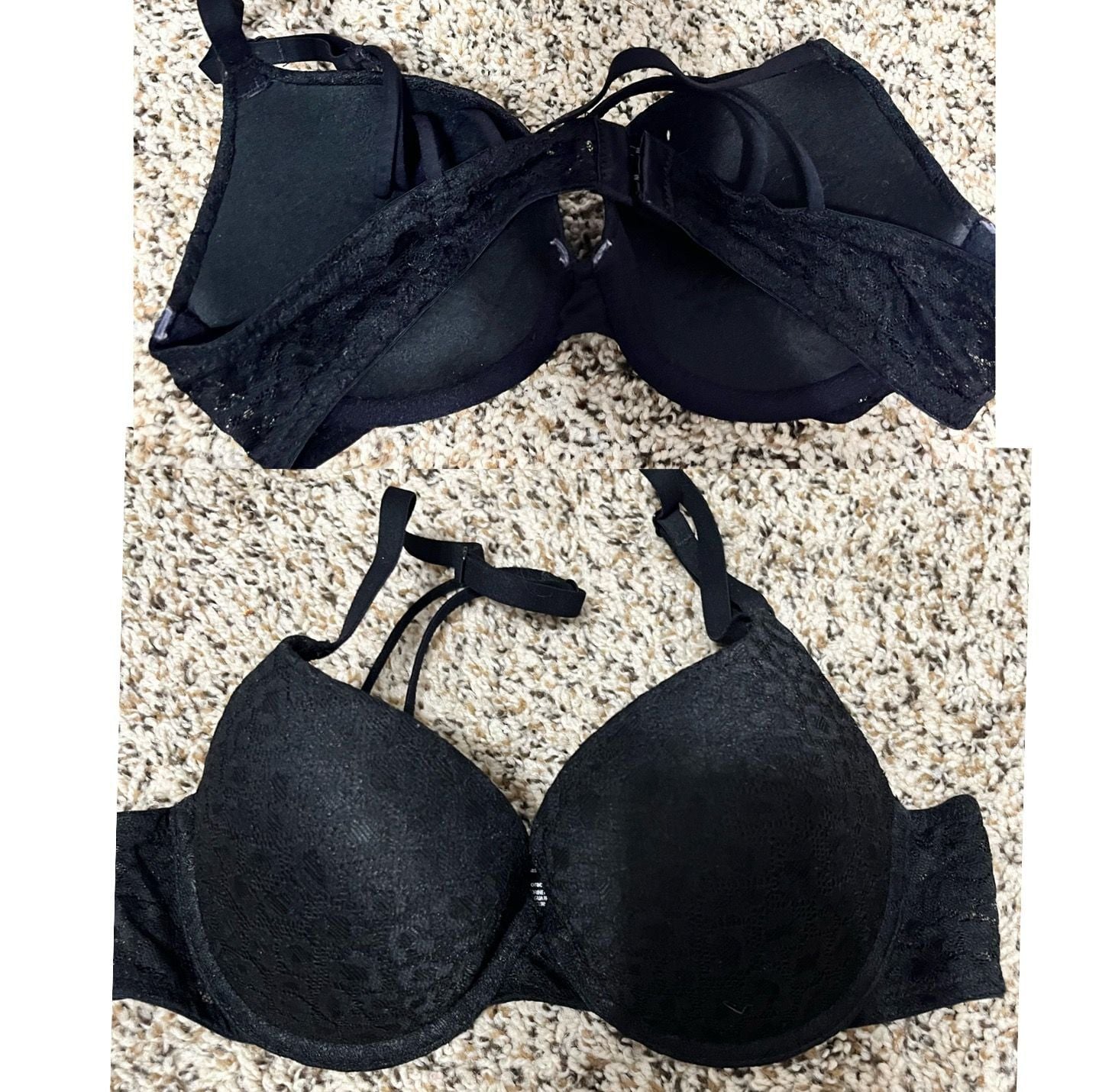 No Boundaries Push Up Bra Size 34B Black Lace cheetah print Strappy Back 1
