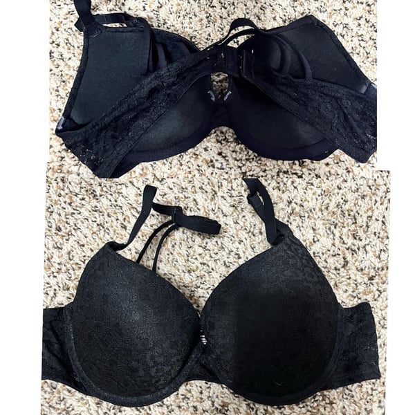 No Boundaries Push Up Bra Size 34B Black Lace cheetah print Strappy Back