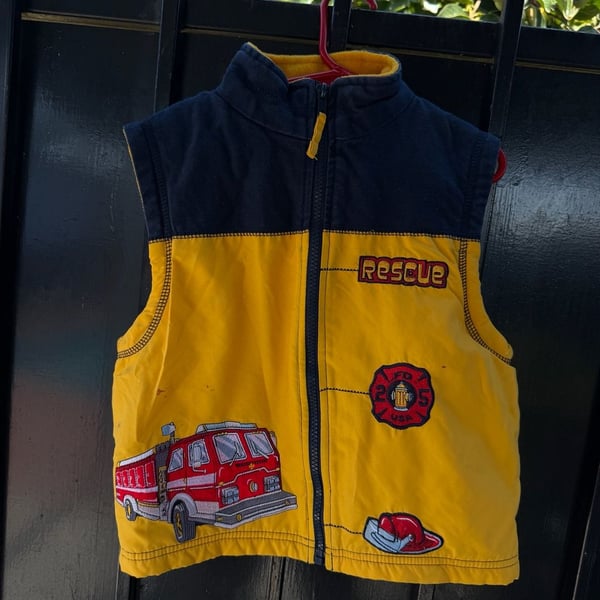 Vtg Khq Sportswear Firefighter Vest Size 7 Yellow Fire Truck Rescue