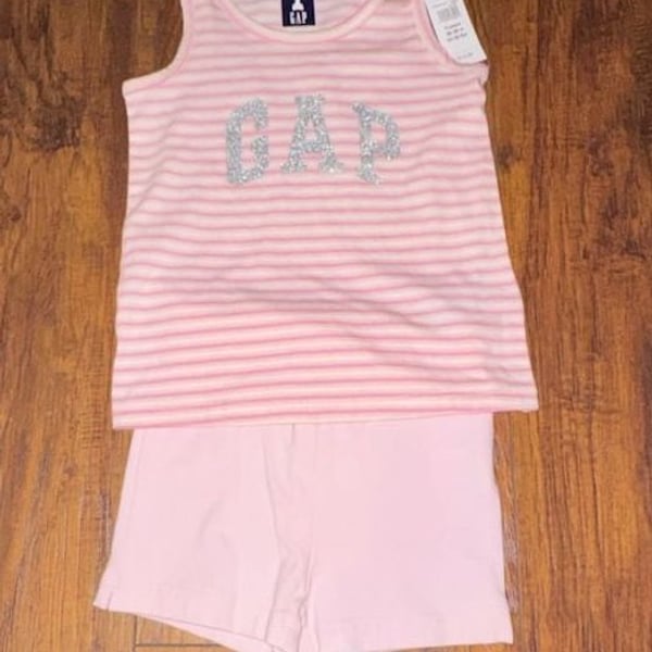 Gap Playtime Favorites Tank Top And Shorts Set Size 3 Years Pink Stripes - Girl’s