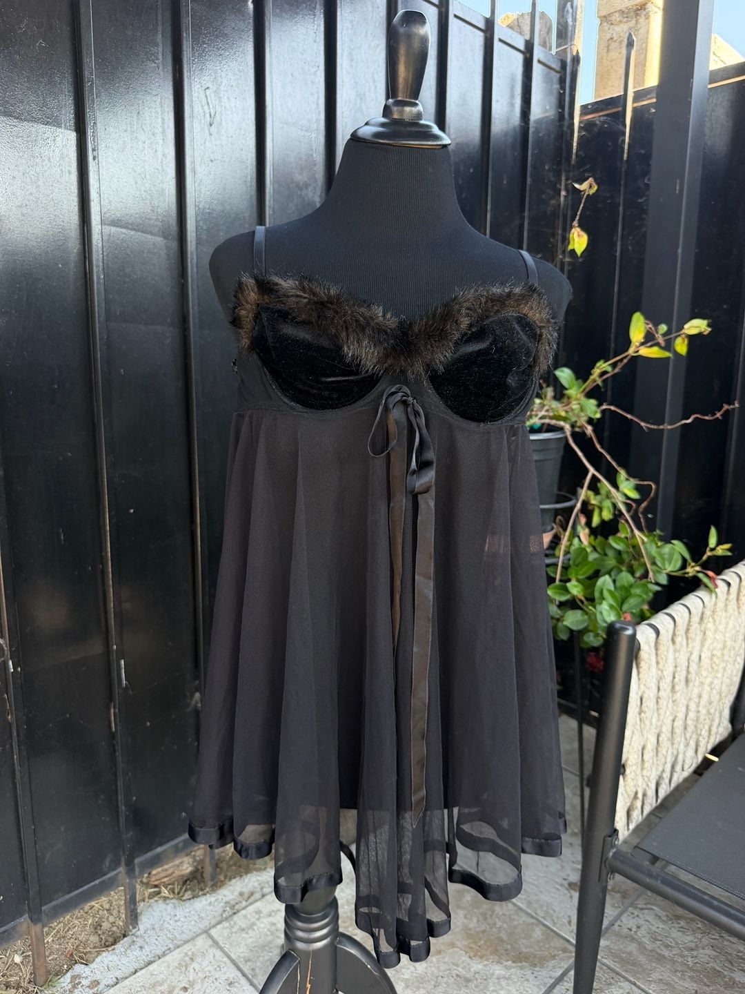 Vintage Victoria's Secret Babydoll Slip Dress Size 34B Black 2