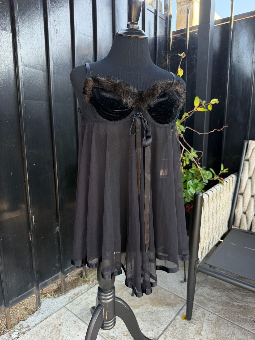 Vintage Victoria's Secret Babydoll Slip Dress Size 34B Black 3