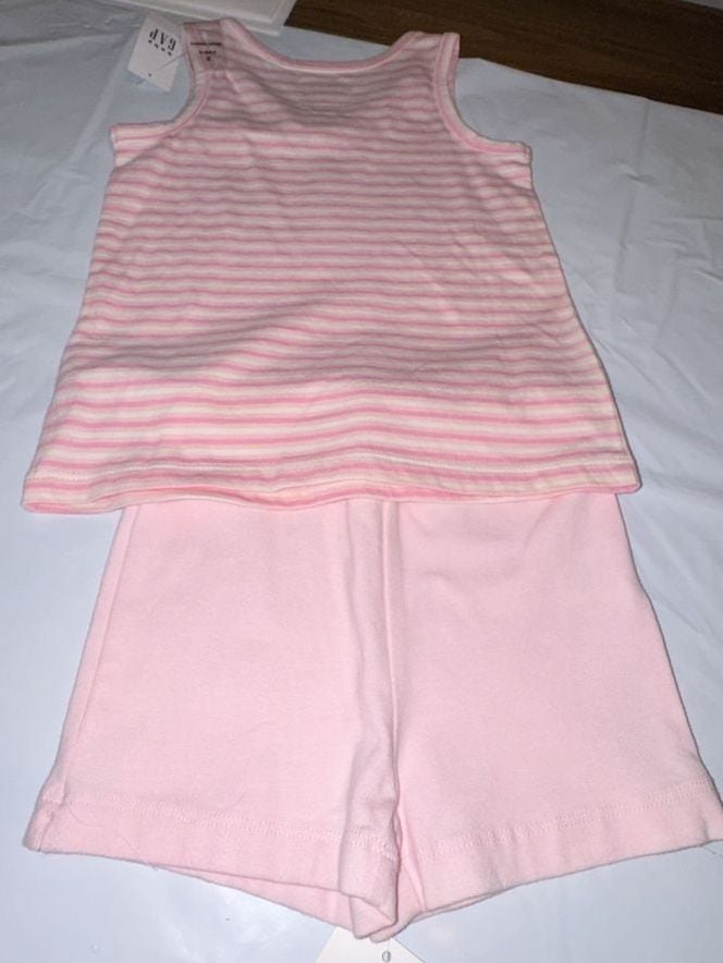 Gap Playtime Favorites Tank Top And Shorts Set Size 3 Years Pink Stripes - Girl’s 5