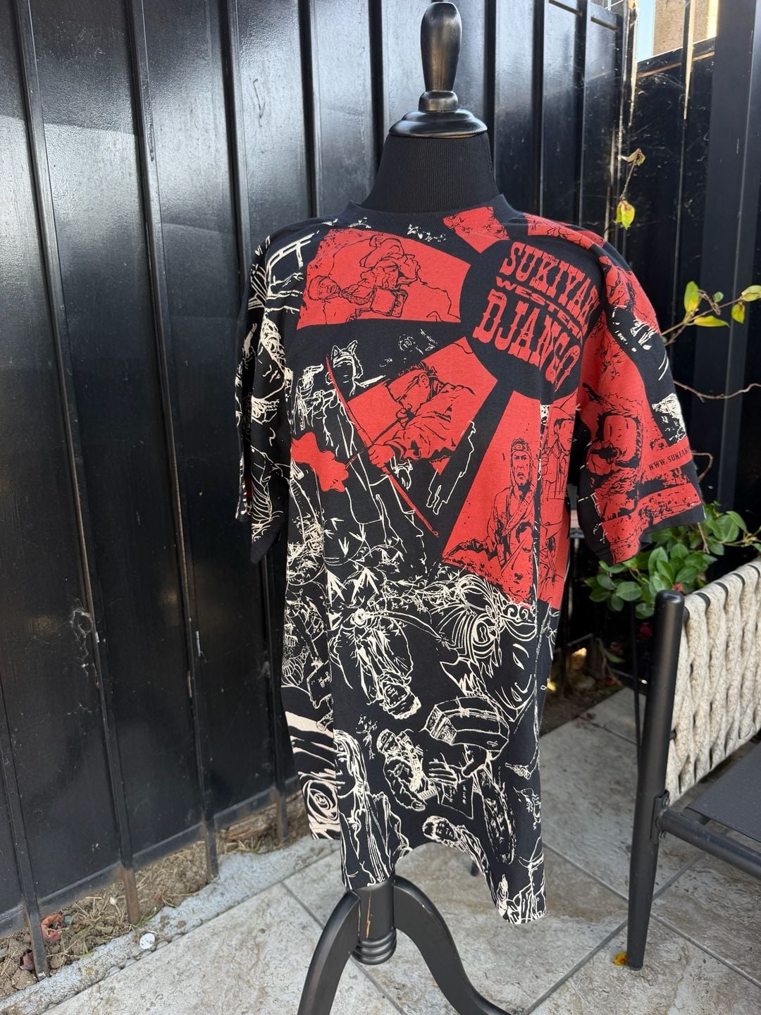 Vtg Sukiyaki Western Django T-Shirt All Over Print Graphic Tee 2