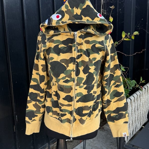 Bape 1st Camo Shark Full Zip Hoodie Yellow Camouflage