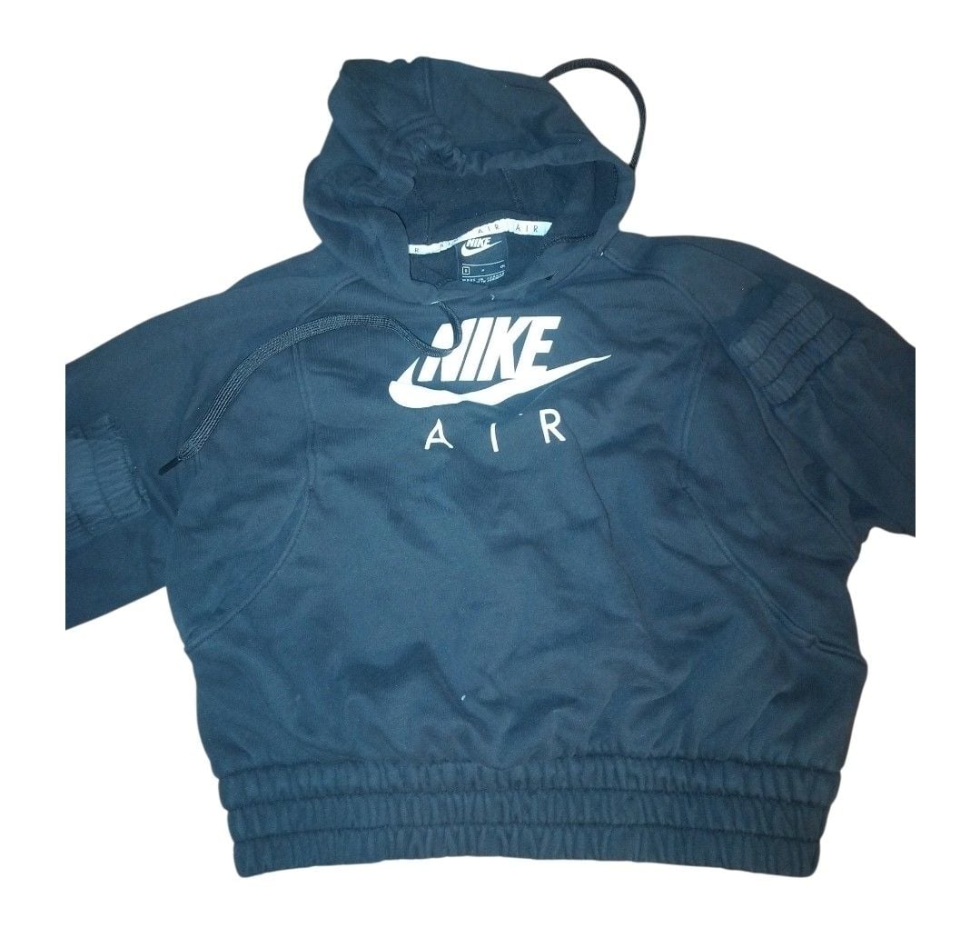 Nike Air Hoodie Size S Black Cropped Fleece Pullover 1