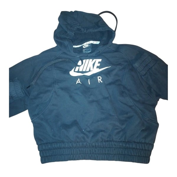 Nike Air Hoodie Size S Black Cropped Fleece Pullover