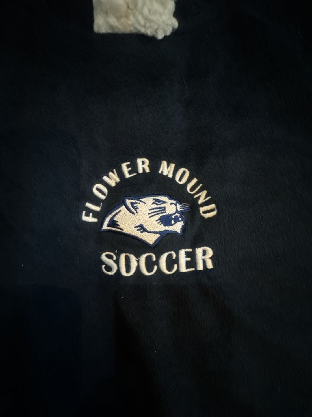 Flower Mound Soccer Hooded Sherpa Lined Parka Jacket Navy White 3