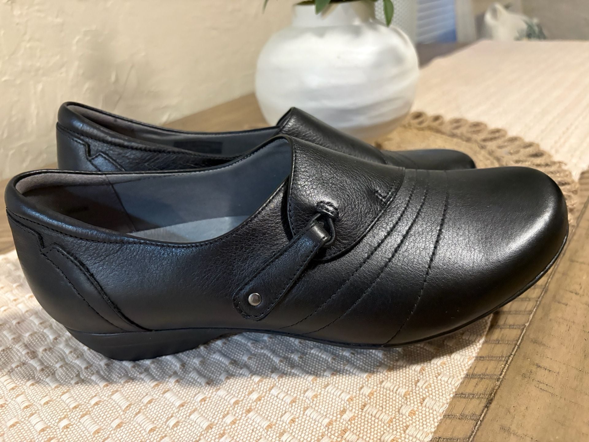 Dansko Franny Black Leather Loafer Flats Shoes size 10.5 US 5