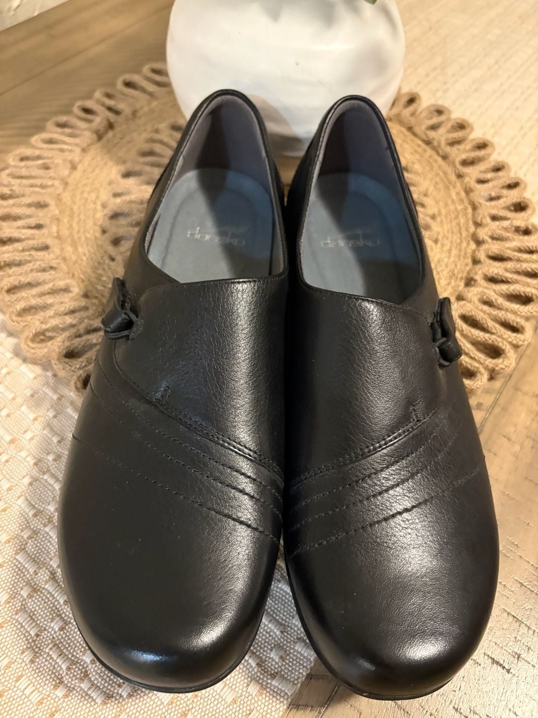 Dansko Franny Black Leather Loafer Flats Shoes size 10.5 US 8