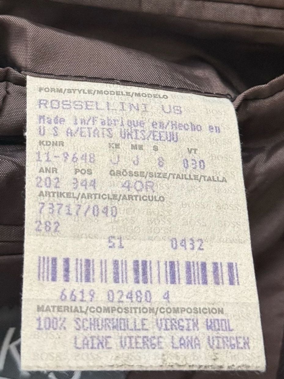 Hugo Boss Rossellini Mens 42R Blazer Brown Windowpane 100% Virgin Wool USA 6