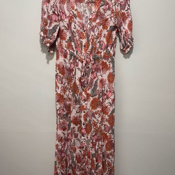 Knox Rose Floral Maxi Dress Size S Pink Orange Bohemian