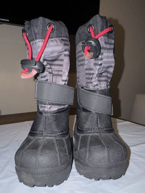 Columbia Powderbug Plus II Snow Boots Size 9 Black Gray Winter Kids 3