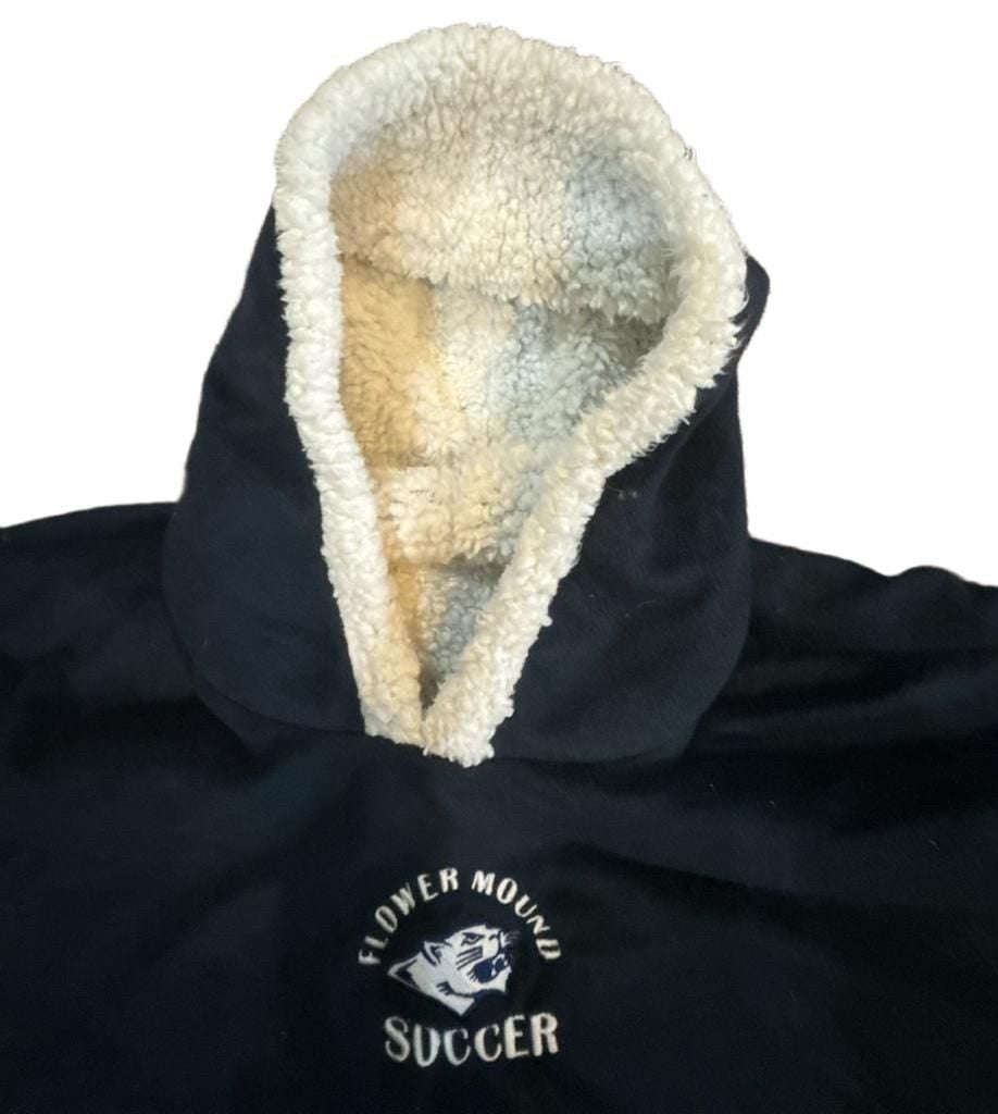 Flower Mound Soccer Hooded Sherpa Lined Parka Jacket Navy White 4