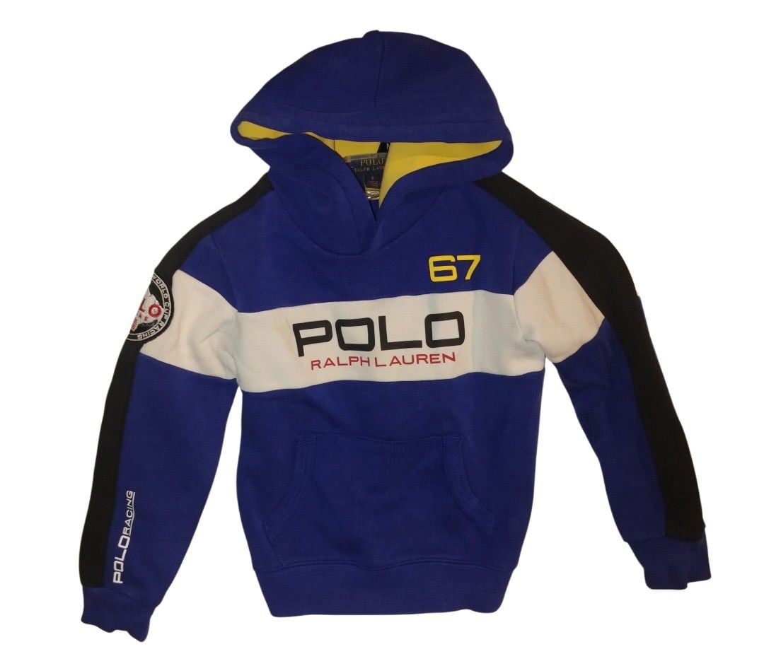 Polo Ralph Lauren Hoodie Size 6 Blue Color Block Alpine Racing 67 2