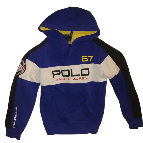 Polo Ralph Lauren Hoodie Size 6 Blue Color Block Alpine Racing 67