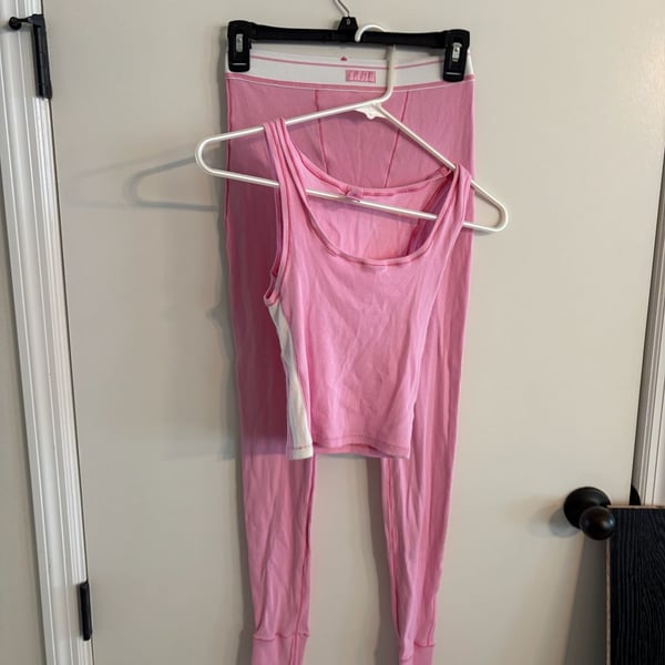 Skims Cotton Rib Tank And Legging Set Size S Pink