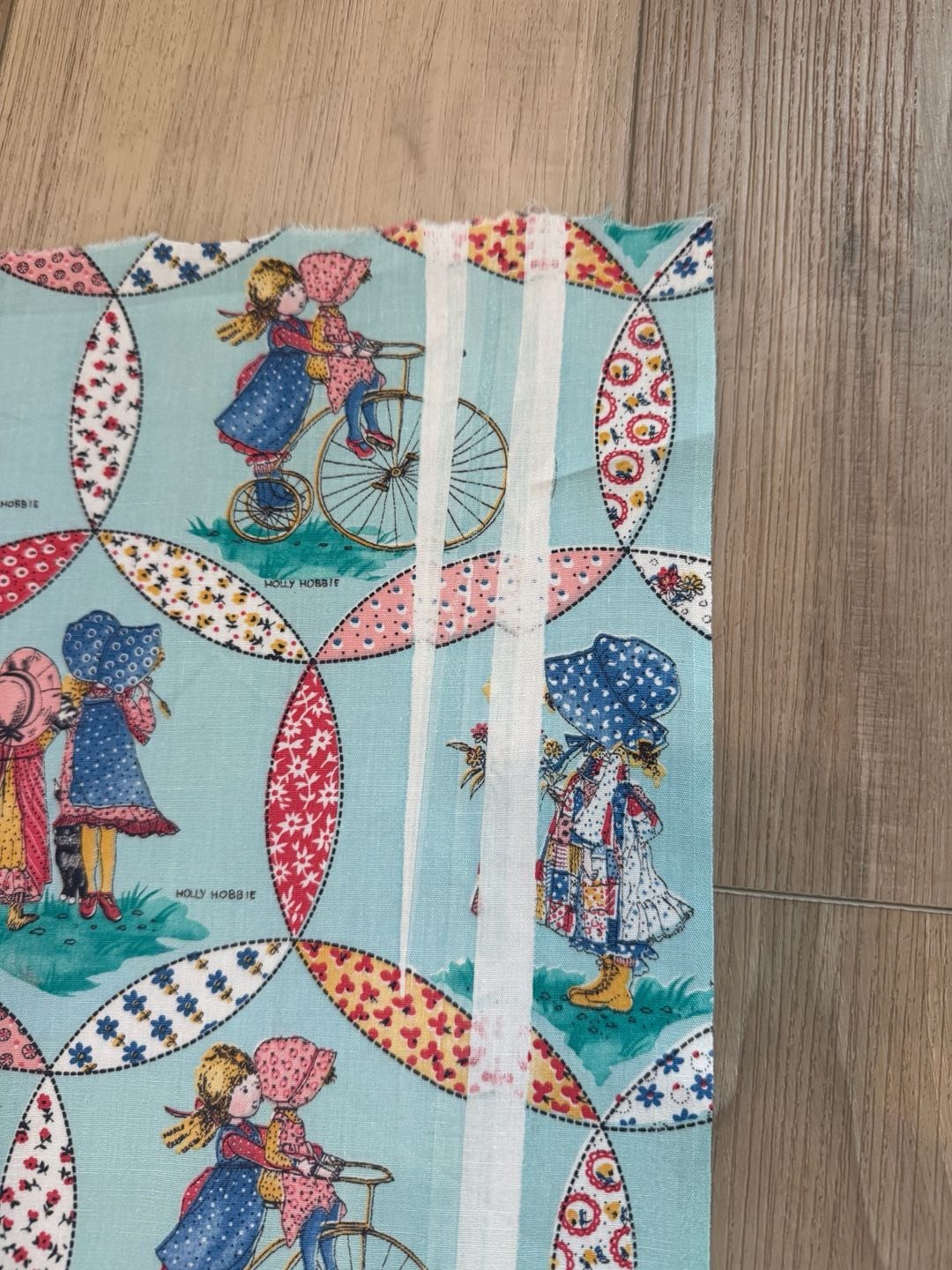 Holly Hobbie Vintage Fabric Blue Medallion Cotton Quilting - 39 W X 40 L 3