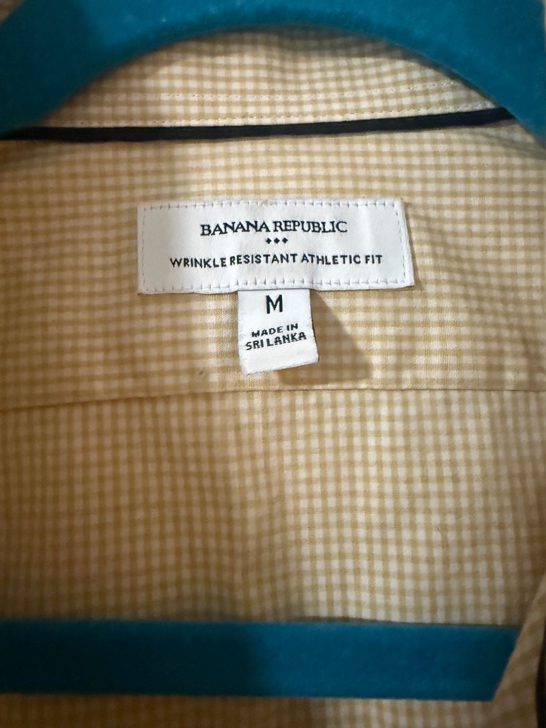 Banana Republic Wrinkle Resistant Athletic Fit Shirt Size M Yellow Gingham 3