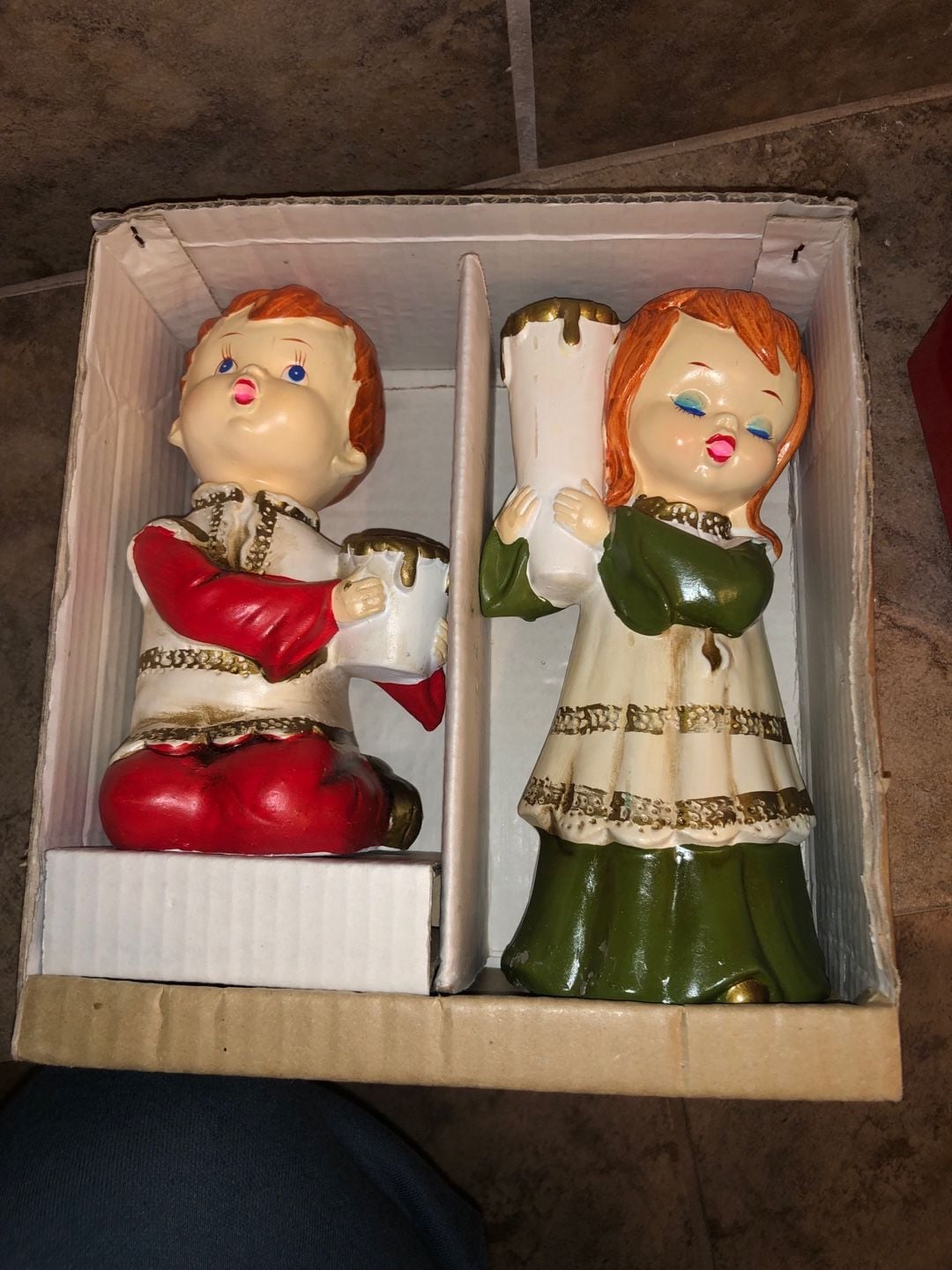 Star Hand Decorated Candle Carolers Vintage Christmas Candle Holders 1