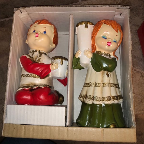 Star Hand Decorated Candle Carolers Vintage Christmas Candle Holders