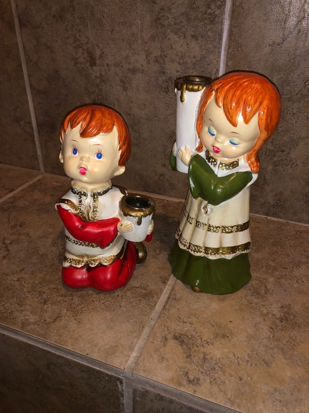 Star Hand Decorated Candle Carolers Vintage Christmas Candle Holders 3