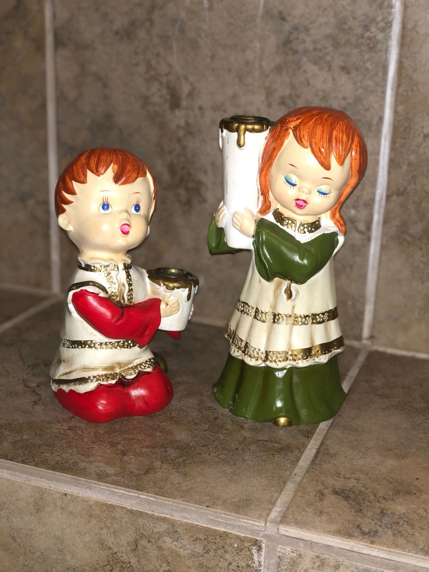 Star Hand Decorated Candle Carolers Vintage Christmas Candle Holders 4