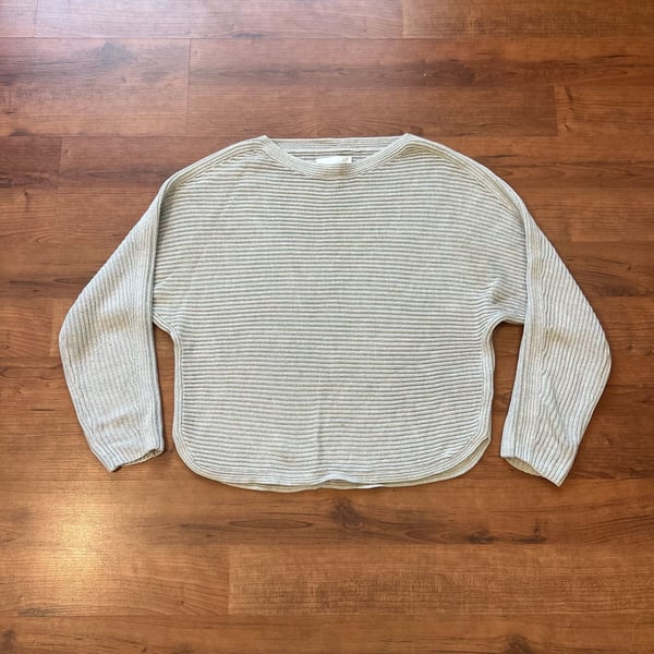 Babaton Ribbed Silk Knit Modal Sweater Size M Light Gray Boatneck 