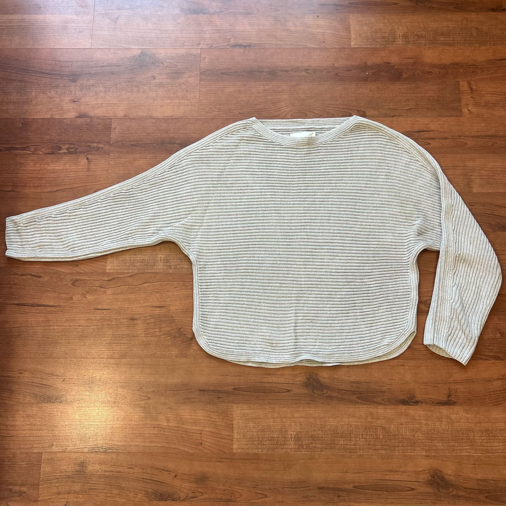Babaton Ribbed Silk Knit Modal Sweater Size M Light Gray Boatneck 3
