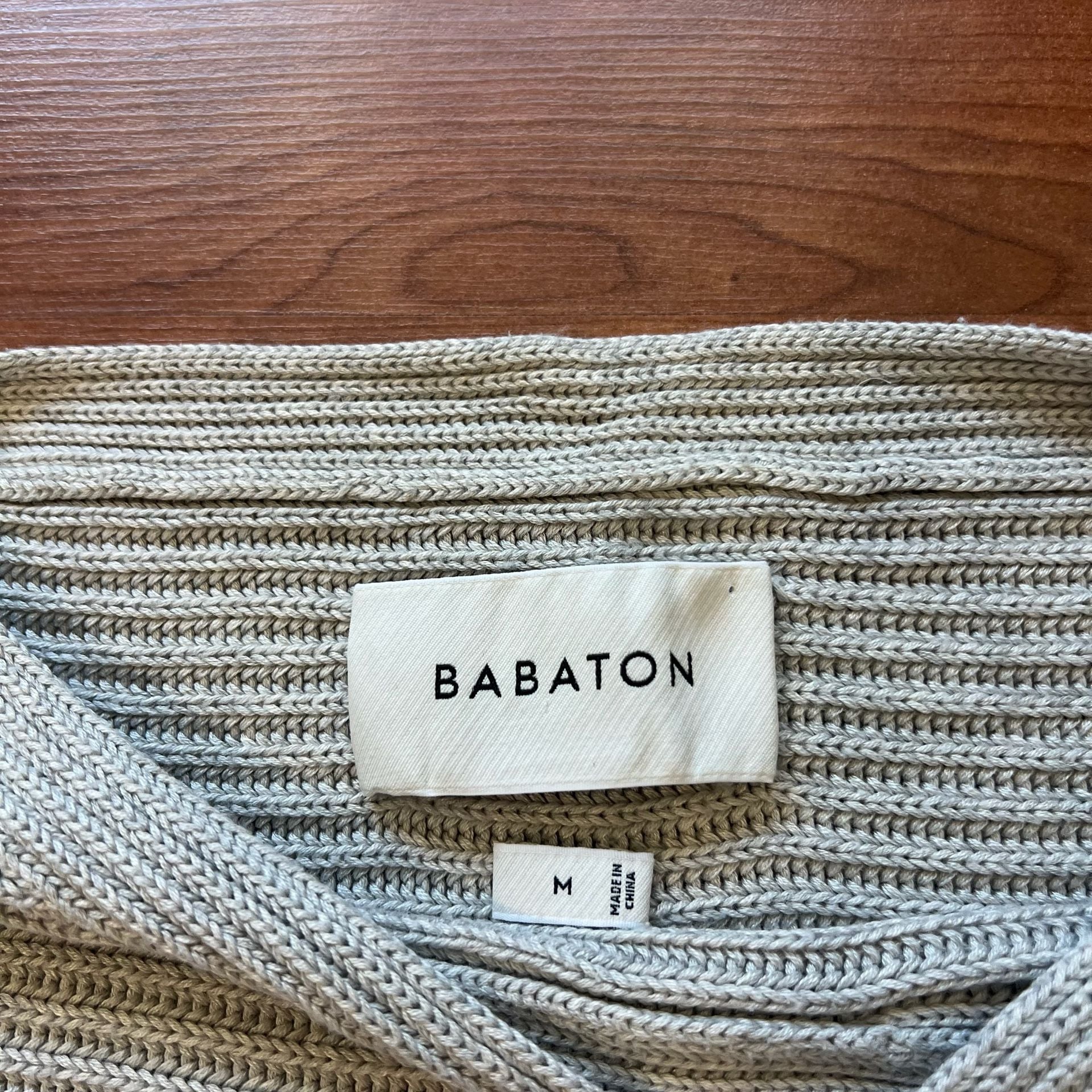 Babaton Ribbed Silk Knit Modal Sweater Size M Light Gray Boatneck 4