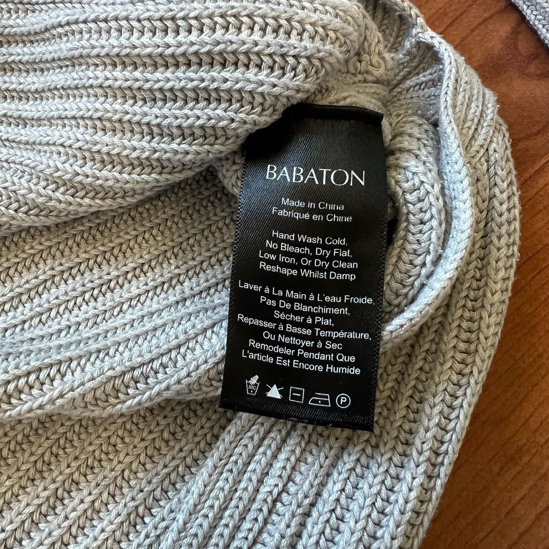 Babaton Ribbed Silk Knit Modal Sweater Size M Light Gray Boatneck 9